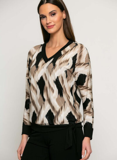 Shirt met glitter en knoopdetail