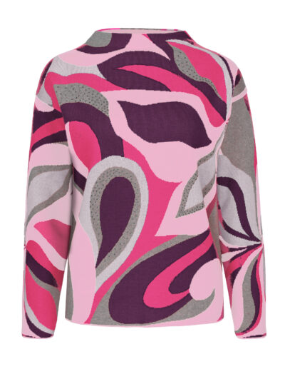 Gebreide trui met grafische print in roze en paars