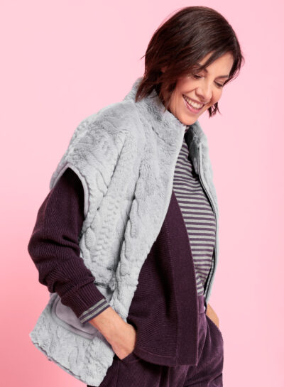 Grijs fluffy vest met rits