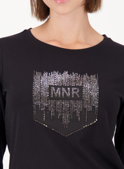 Shirt met lange mouwen en strass-steentjes