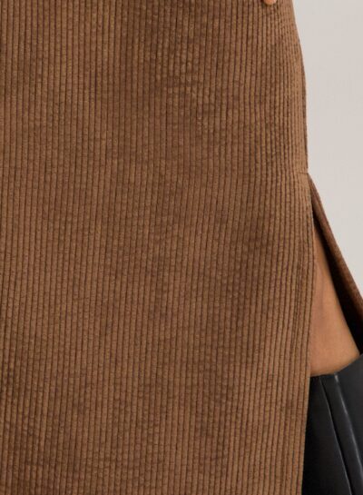 Rechte corduroy rok met splitten