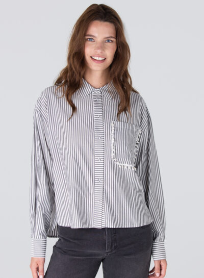 Ginger streep blouse met parels jansen amsterdam