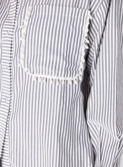 Ginger streep blouse met parels