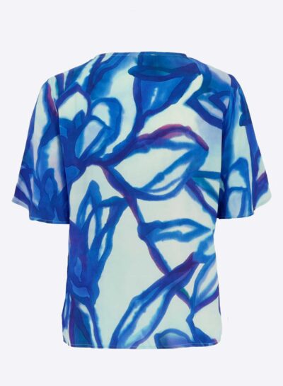 Blouse met ronde hals in blauw