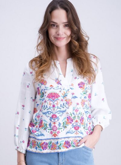 Losvallend shirt met bloemenprint signe nature