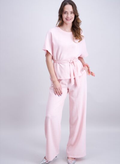 Roze shirt met ceintuur