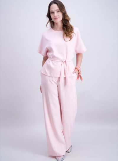 Roze geklede broek met steekzakken