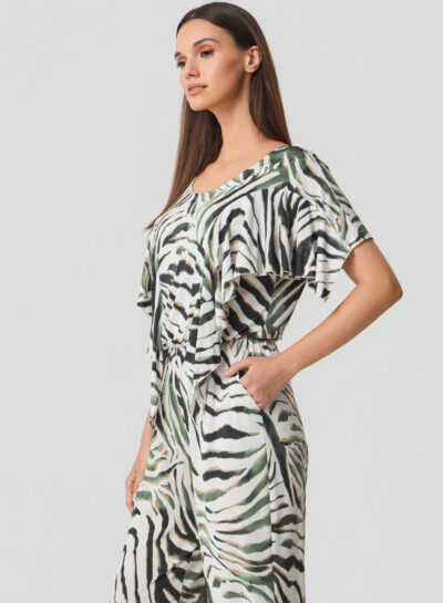 Jumpsuit met volantmouw en knoopdetail