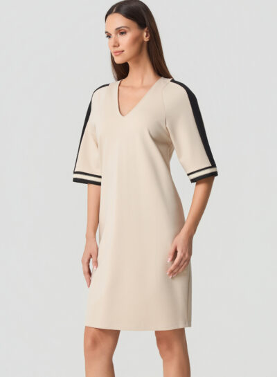 Effen tricot jurk met steentjes