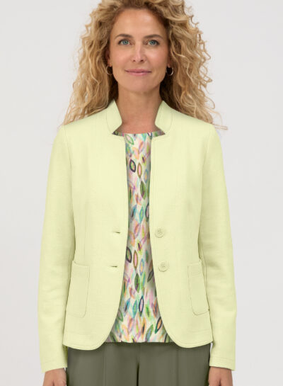 Kraagloze blazer in zachtgeel