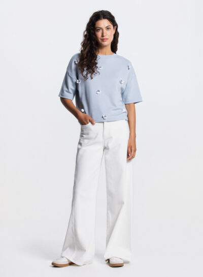 Noa sweater met bloemdetail