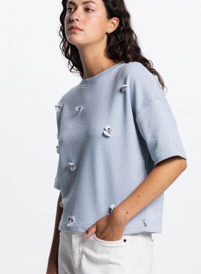 Noa sweater met bloemdetail