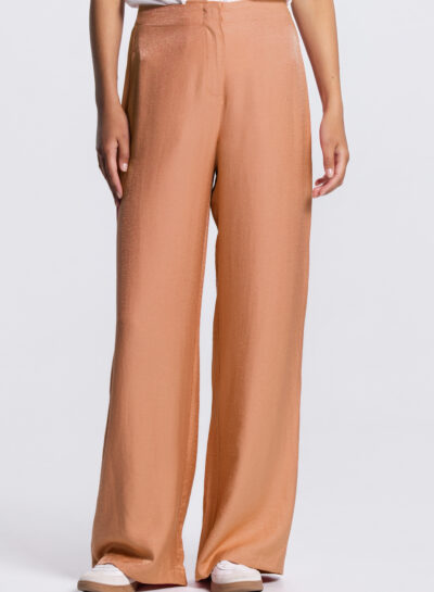 Wide leg pantalon in donker perzik jansen amsterdam