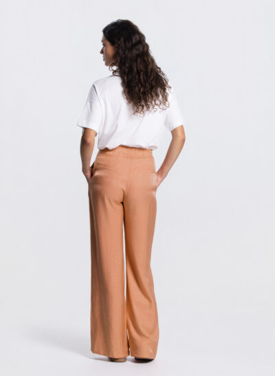 Wide leg pantalon in donker perzik