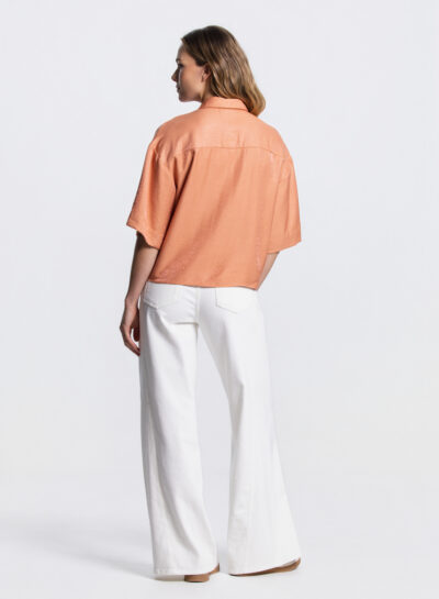 Glans blouse in donker perzik