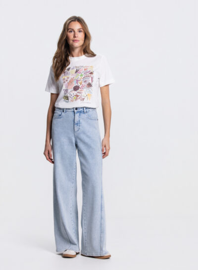 Print t-shirt in wit