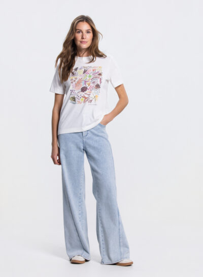 Print t-shirt in wit