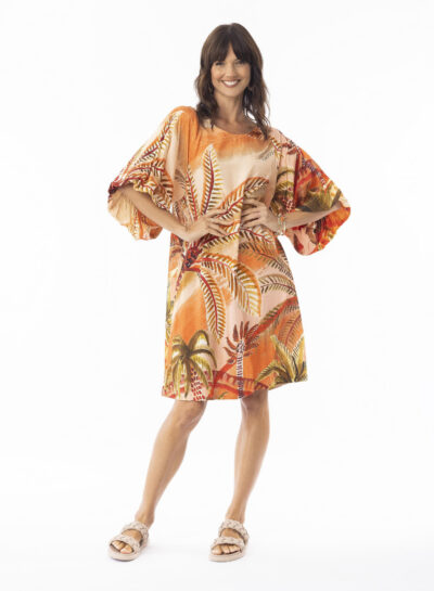 Jurk met print en pofmouwen escape