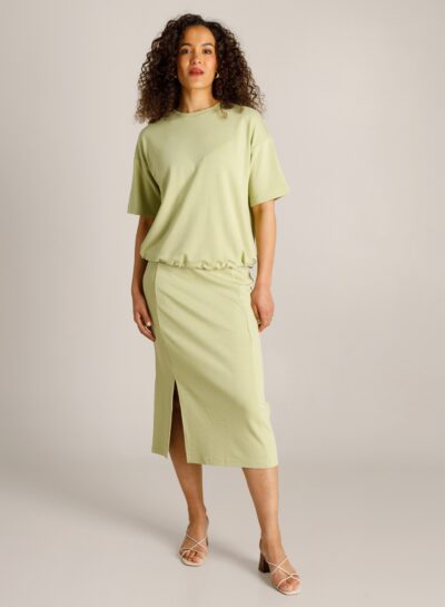 Pistachegroene rok met split