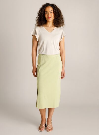 Pistachegroene rok met split
