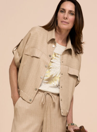 Beige blousevest met korte mouwen bianca