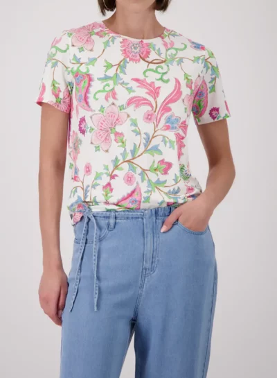 T-shirt met bloemmotief monari