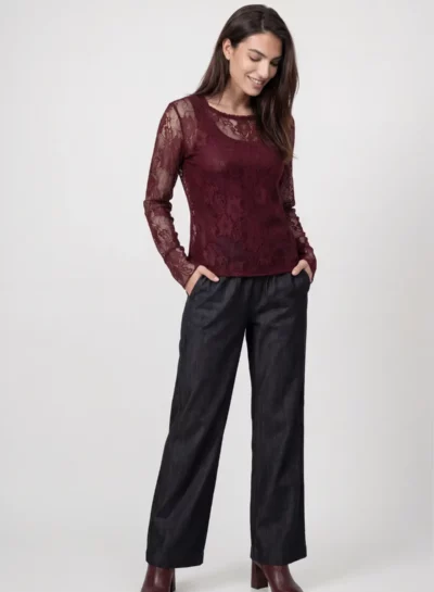 Lace shirt met lange mouwen