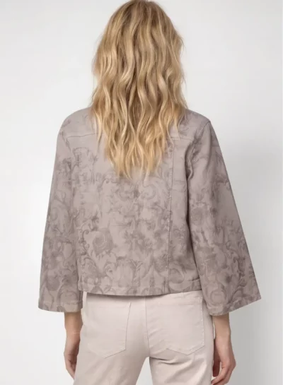 Demin jacket met ornamentaal patroon