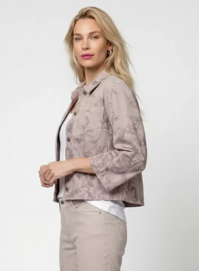 Demin jacket met ornamentaal patroon