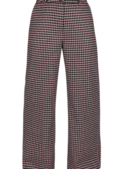 Geklede broek met ruitjesprint in zachte wolmix