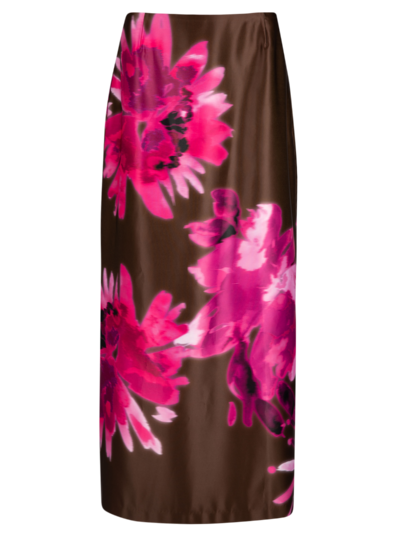 Lange statement rok met aquarelprint