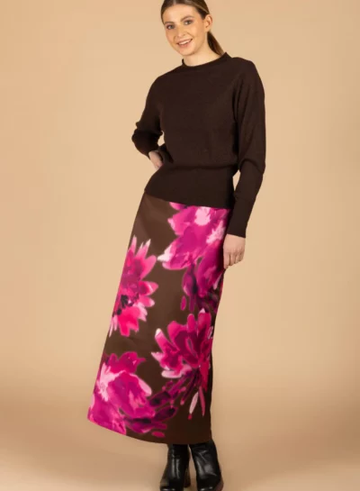 Lange statement rok met aquarelprint