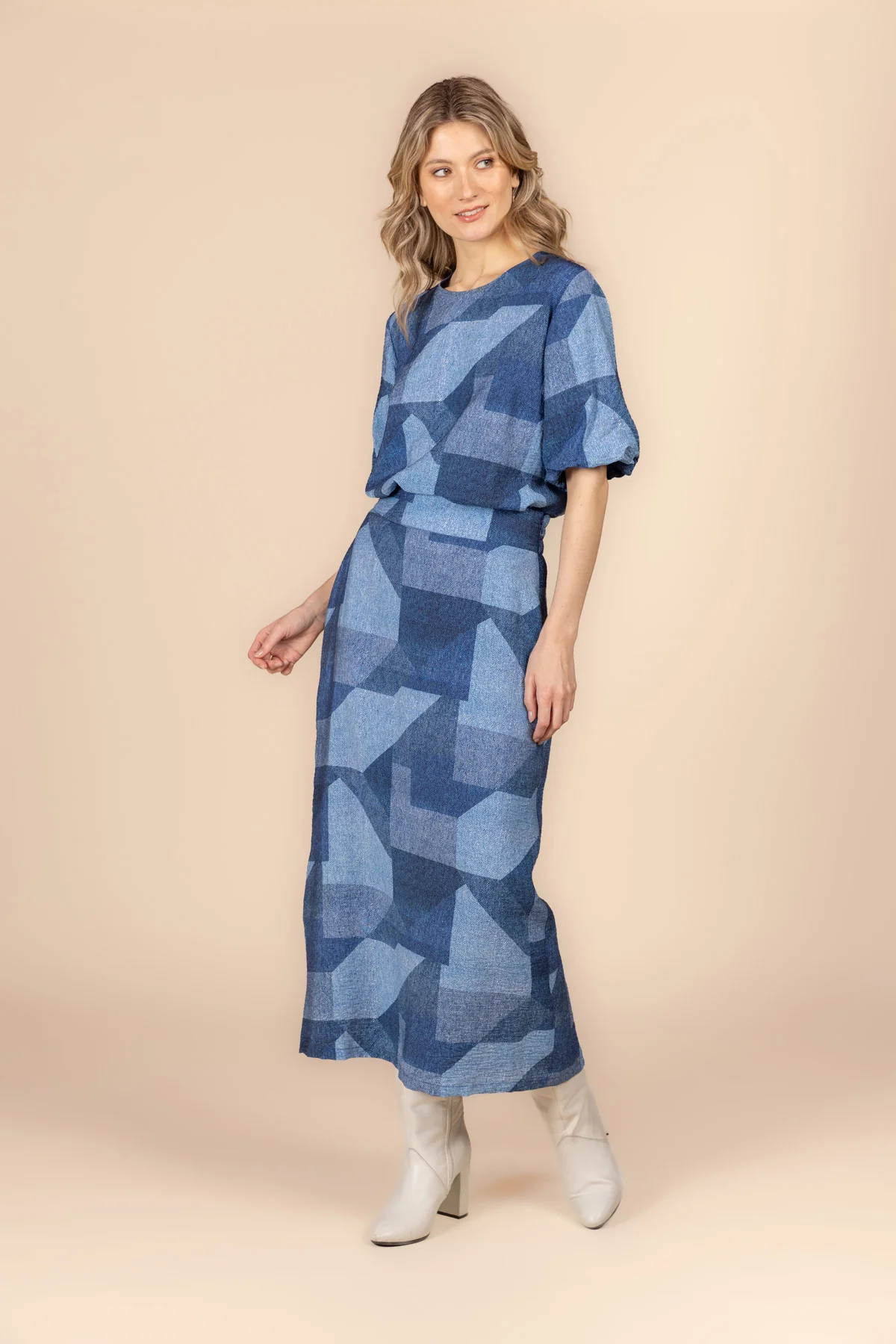 Maxirok met denimlook patchprint - Afbeelding 2