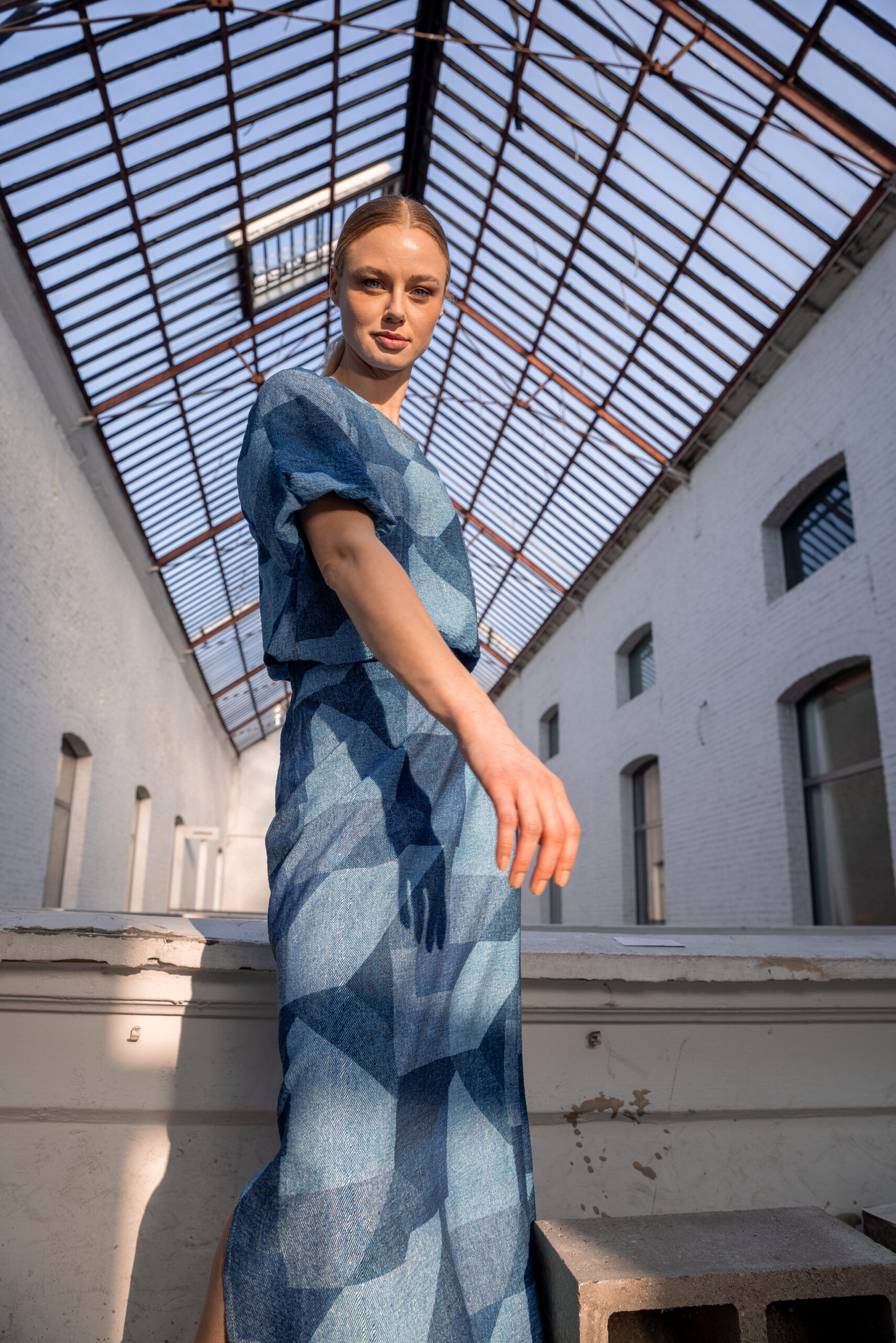 Maxirok met denimlook patchprint - Afbeelding 3