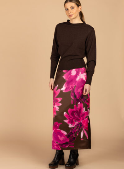 Lange statement rok met aquarelprint