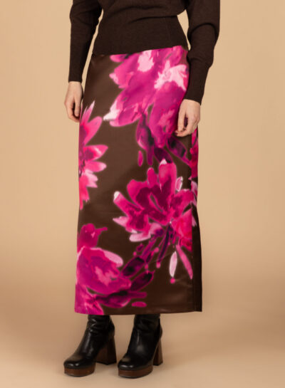 Lange statement rok met aquarelprint