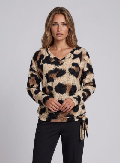Shirt met v-hals en print