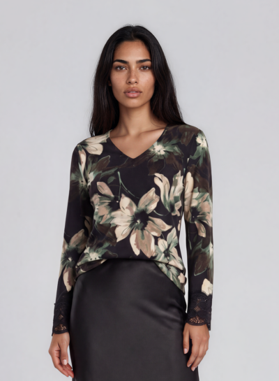 Shirt met v-hals