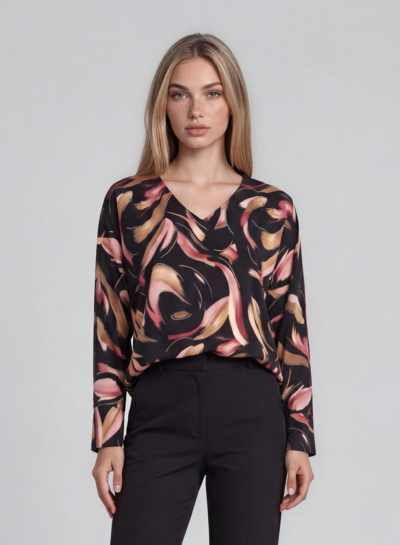 Shirt met V-hals en vlindermouwen