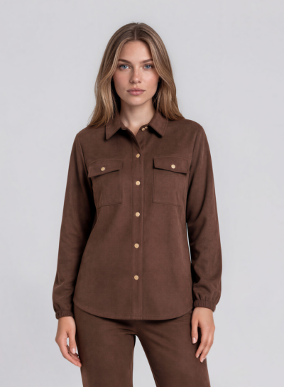 Alcantara vest met knoopsluiting