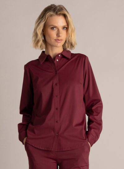 Travel blouse met klassieke kraag