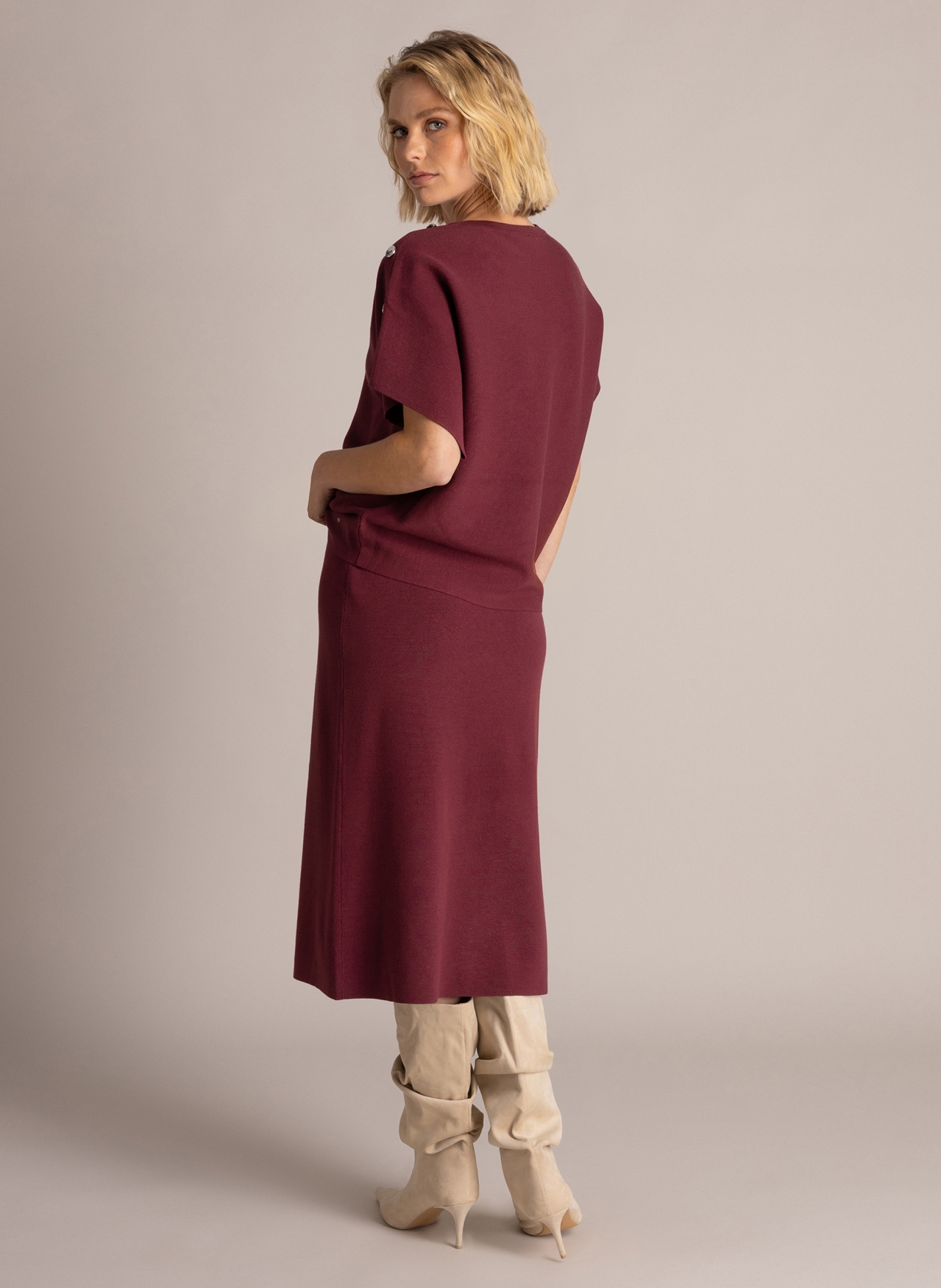 Korte trui in wine red - Afbeelding 4