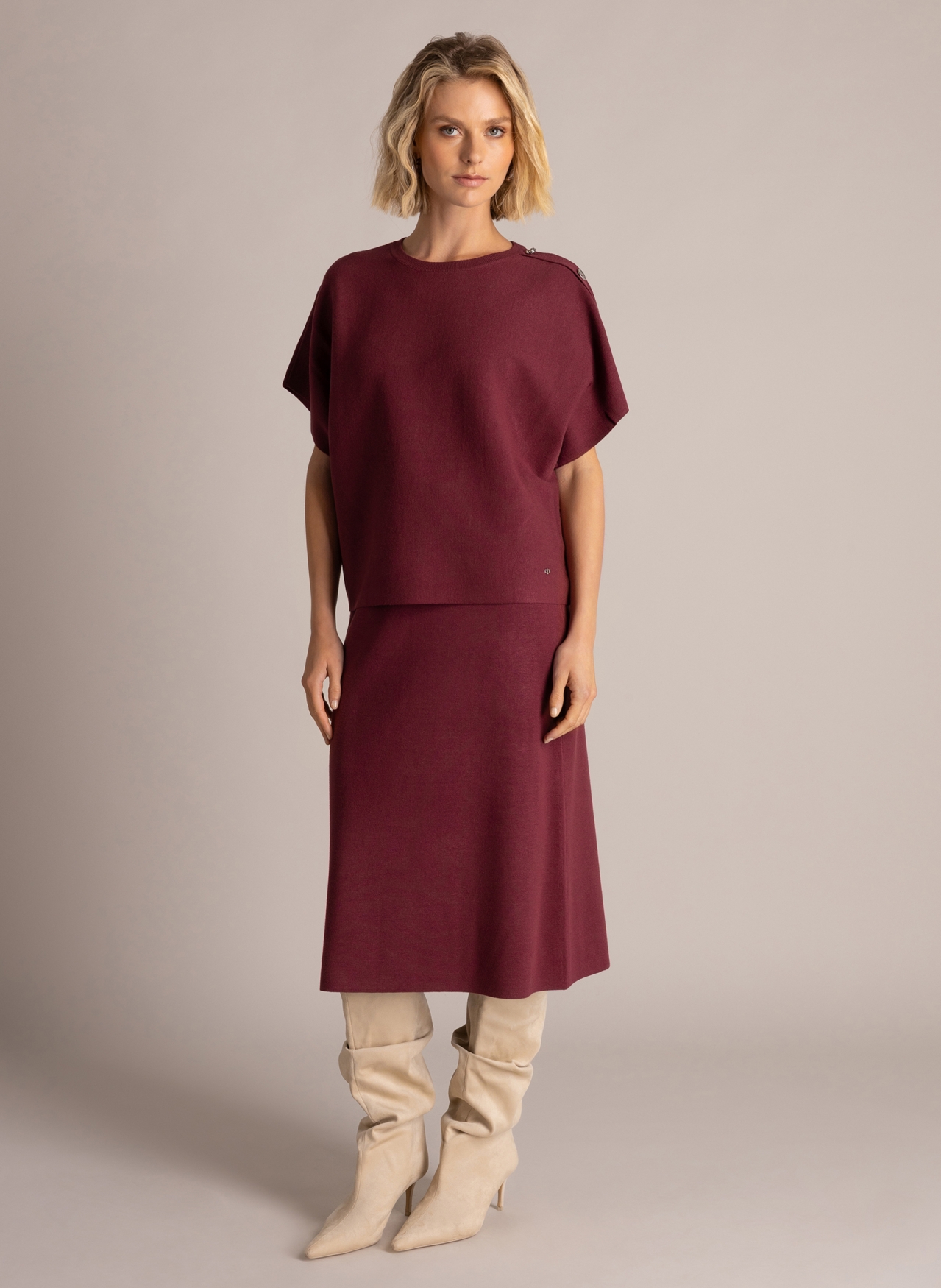 Korte trui in wine red - Afbeelding 3