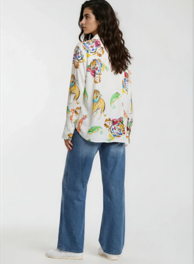 Blouse met kleurrijke dierenprint