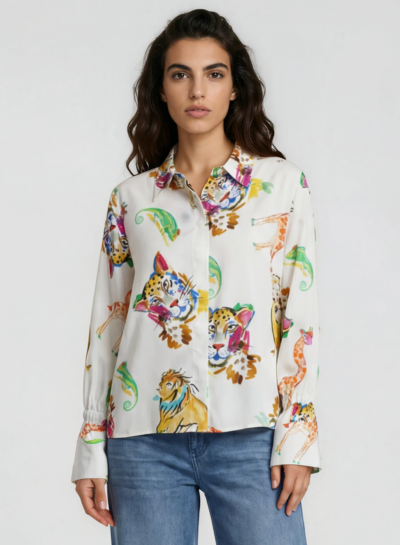Blouse met kleurrijke dierenprint