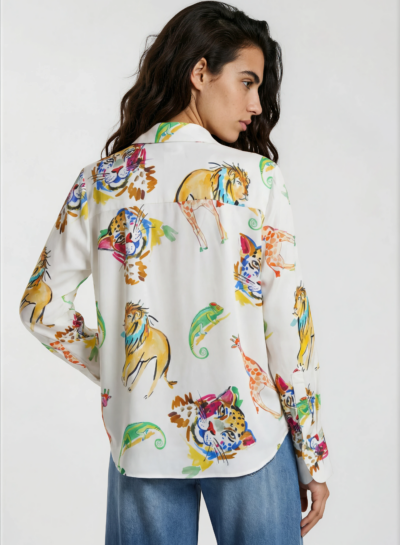 Blouse met kleurrijke dierenprint