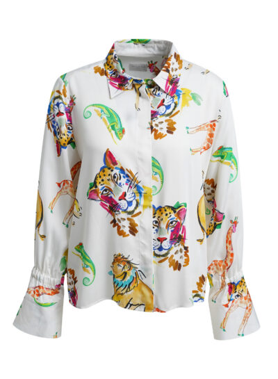 Blouse met kleurrijke dierenprint