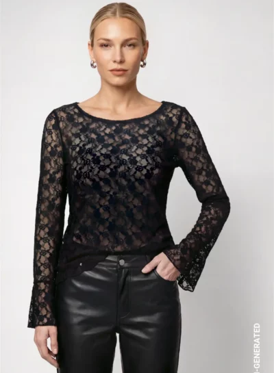 Lace shirt met lange mouwen