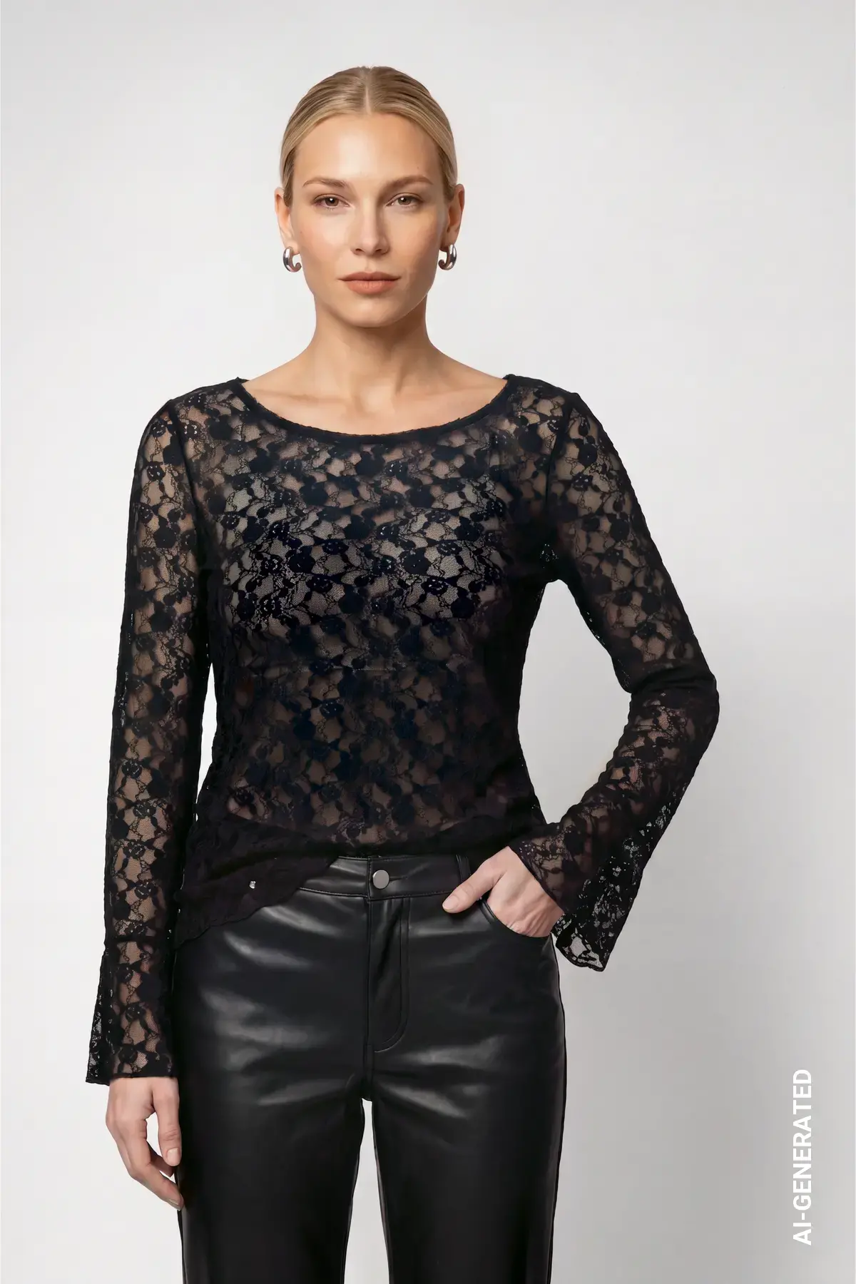 Lace shirt met lange mouwen monari