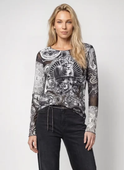 Shirt met lange mouwen en embleempatroon